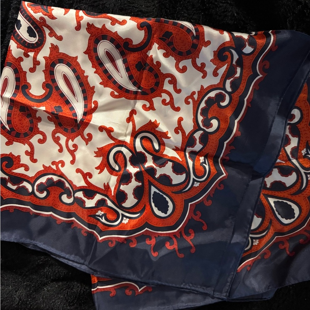 Water Repellent Paisley Red and Blue Scarf